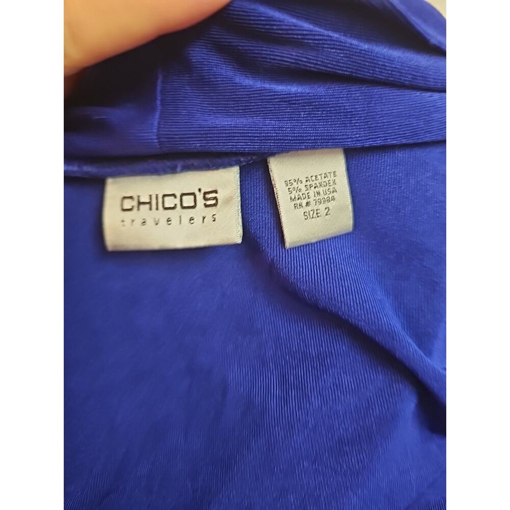 Chico’s Royal Blue Open Front Cardigan Sweater Size 2 (Large) Acetate Blend - Picture 3 of 5